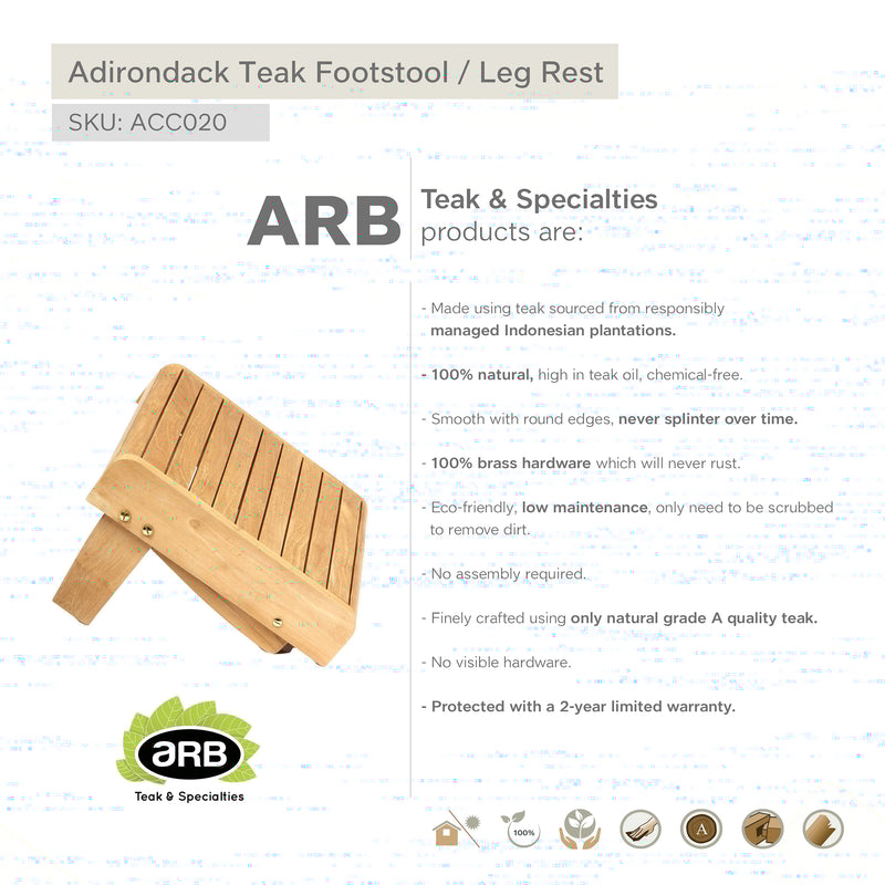 Repose-pieds / Tabouret en teck Adirondack