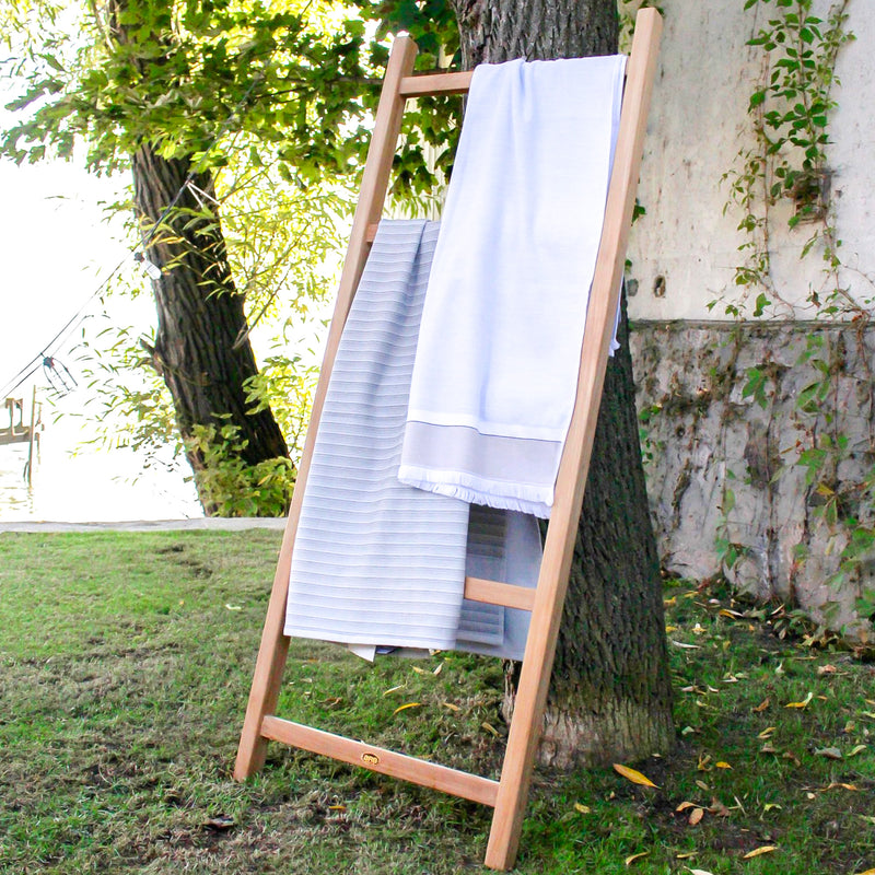 Échelle porte-serviettes en teck 4 barreaux  120 cm (47 po)