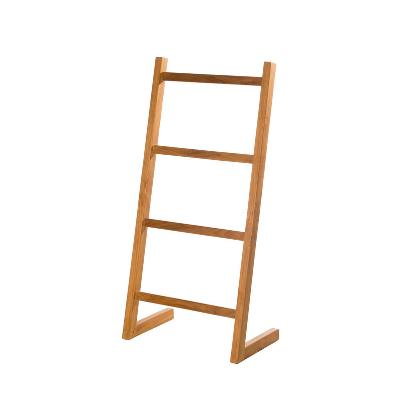Échelle porte-serviettes sur pieds en teck 4 barreaux 120 cm (47 po)