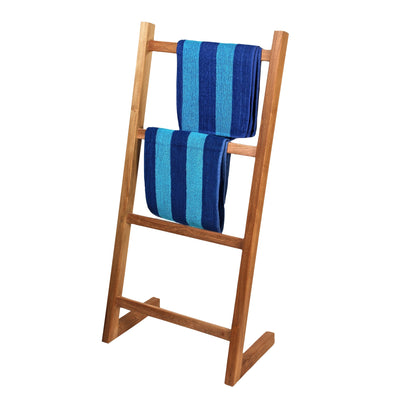 Échelle porte-serviettes sur pieds en teck 4 barreaux 120 cm (47 po)