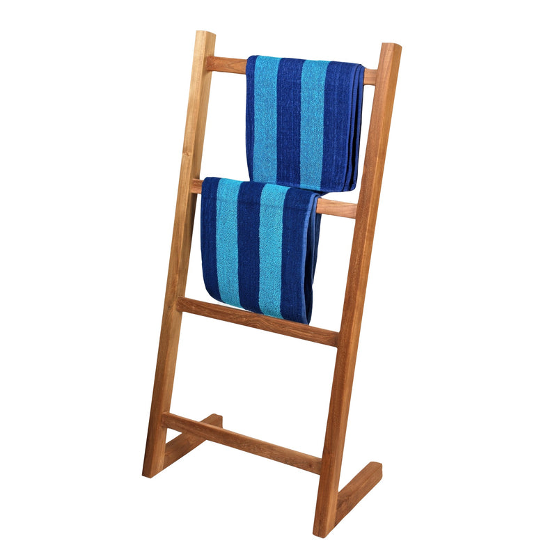 Échelle porte-serviettes sur pieds en teck 4 barreaux 120 cm (47 po)