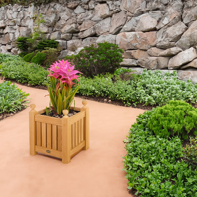 Jardinière carrée en teck 35 cm (14 po)