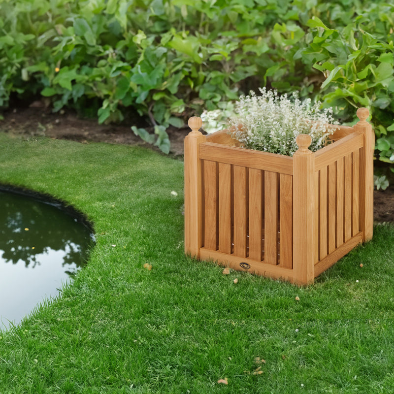 Jardinière carrée en teck 35 cm (14 po)