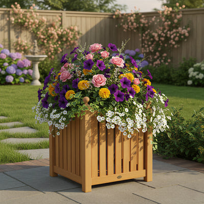 Jardinière carrée en teck 55 cm (22 po)