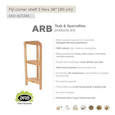 Étagère en teck Fiji 3 tablettes 90 cm (36 po)