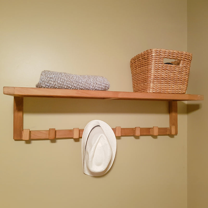 Étagère murale en teck à 8 crochets