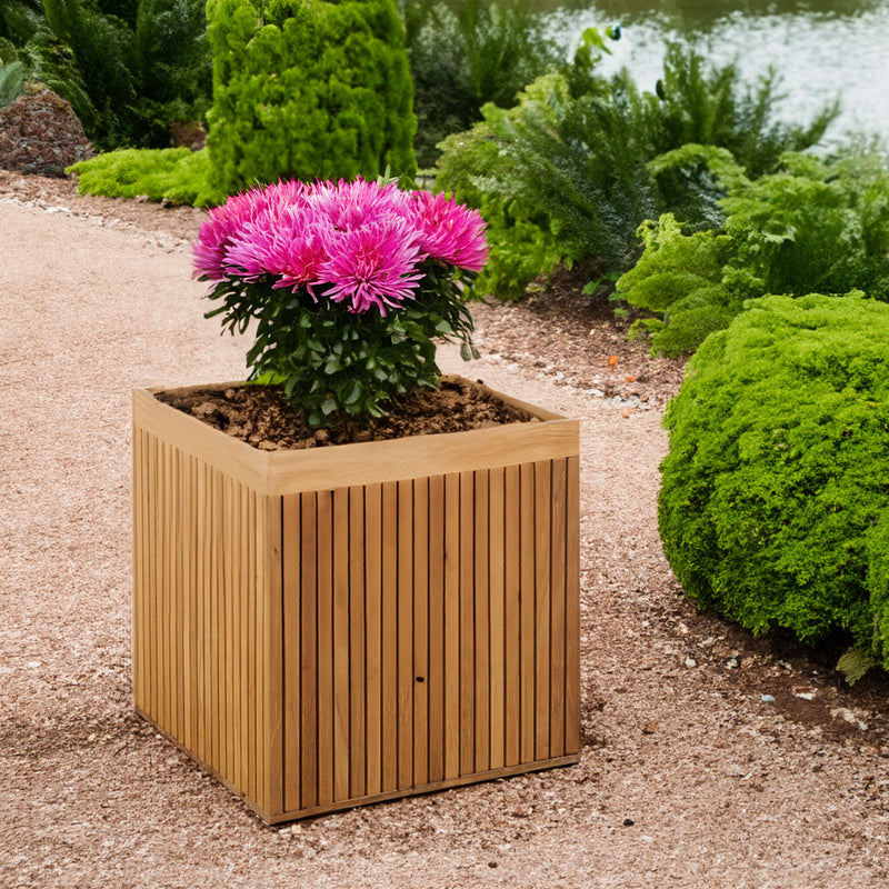 Jardinière carrée en teck Liner 45 cm (18 po)