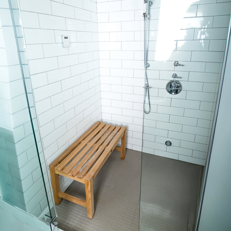 Banc de douche en teck Curved 150 cm (59 po)