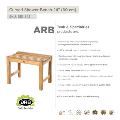Banc de douche en teck Curved 60 cm (24 po)