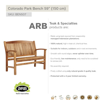 Banc de parc en teck Colorado 150 cm (59 po)