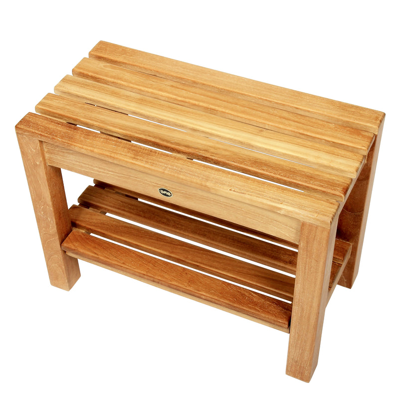 Banc de douche en teck Coach 60 cm (24 po) avec tablette
