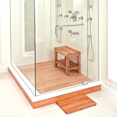 Banc de douche en teck Coach 60 cm (24 po) avec tablette
