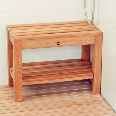 Banc de douche en teck Coach 60 cm (24 po) avec tablette
