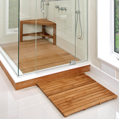 Banc en coin de douche en teck Fiji 80 cm (31 po)