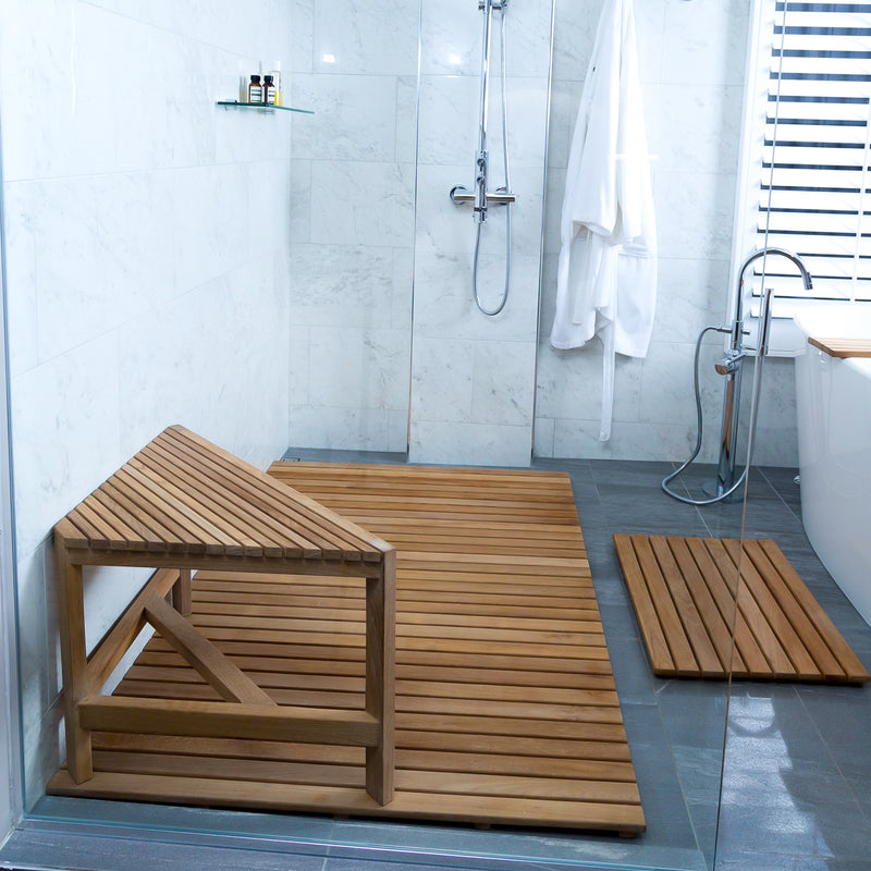 Banc en coin de douche en teck Fiji 80 cm (31 po)