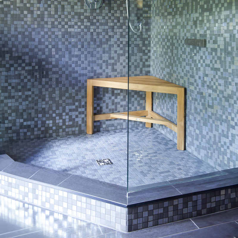 Banc en coin de douche en teck Fiji 80 cm (31 po)