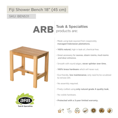 Banc de douche en teck Fiji 45 cm (18 po)