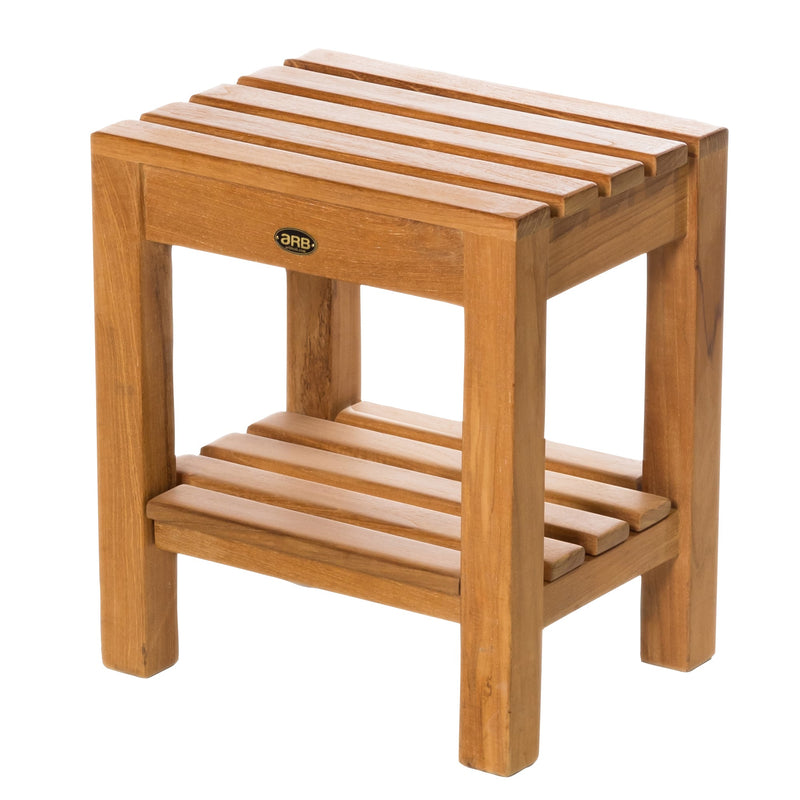 Banc de douche en teck Coach 40 cm (16 po) avec tablette