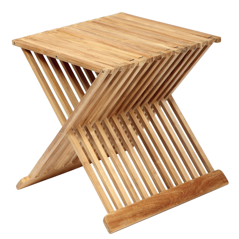 Teak folding shower bench Zig Zag large 21" (56 cm)