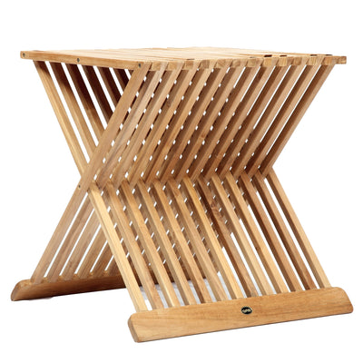 Teak folding shower bench Zig Zag large 21" (56 cm)