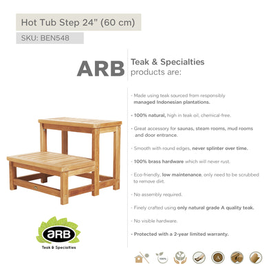 Marches pour spa en teck 60 cm (24 po)