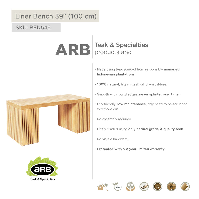 Banc en teck Liner 100 cm (39 po)