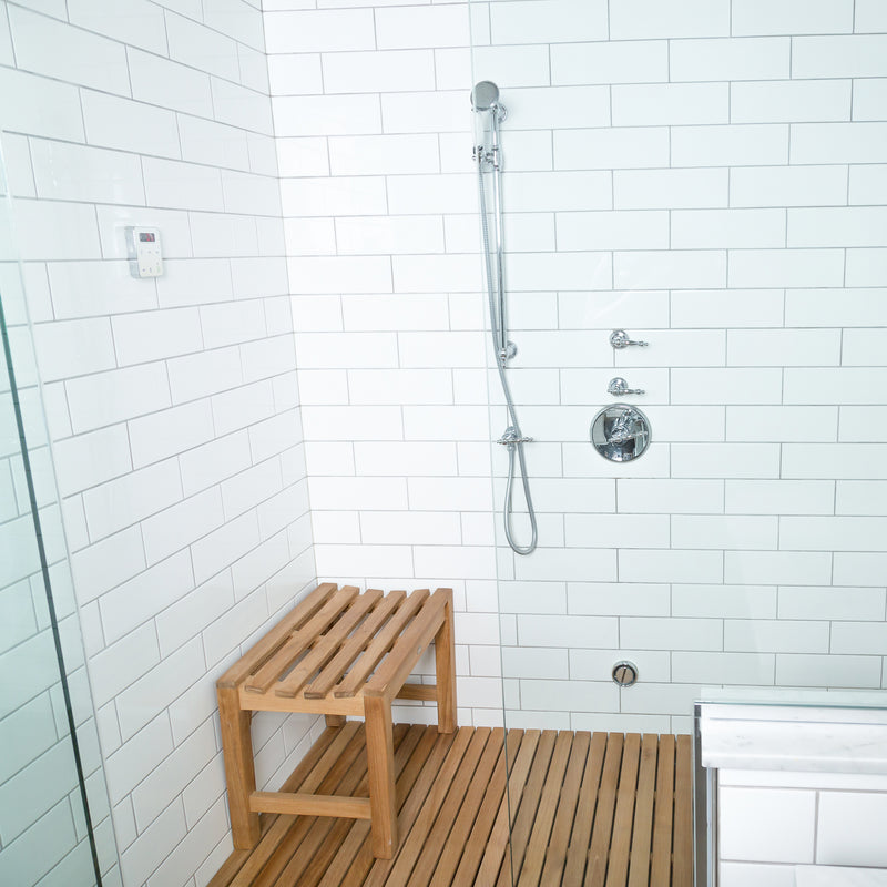 Banc de douche en teck Curve 90 cm (36 po)