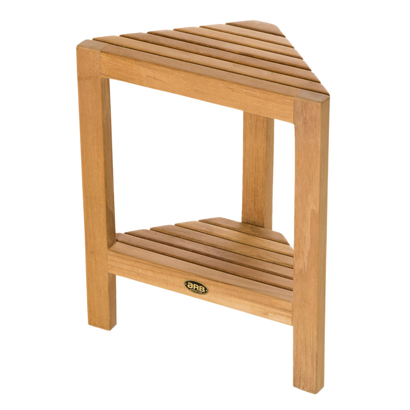 Repose-pied en teck Fiji en coin 37 cm (15 po) avec tablette
