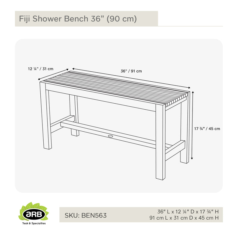 Banc de douche en teck Fiji 90 cm (36 po)