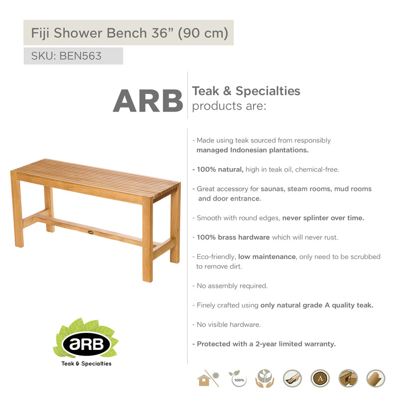 Banc de douche en teck Fiji 90 cm (36 po)