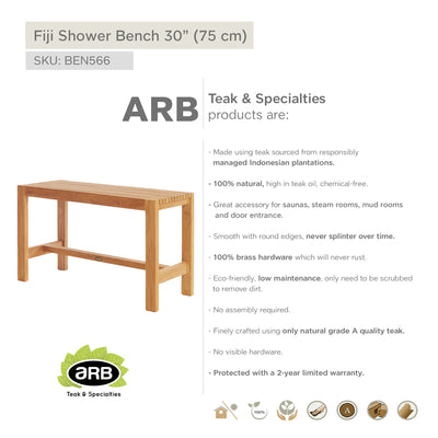 Banc de douche en teck Fiji 75 cm (30 po)