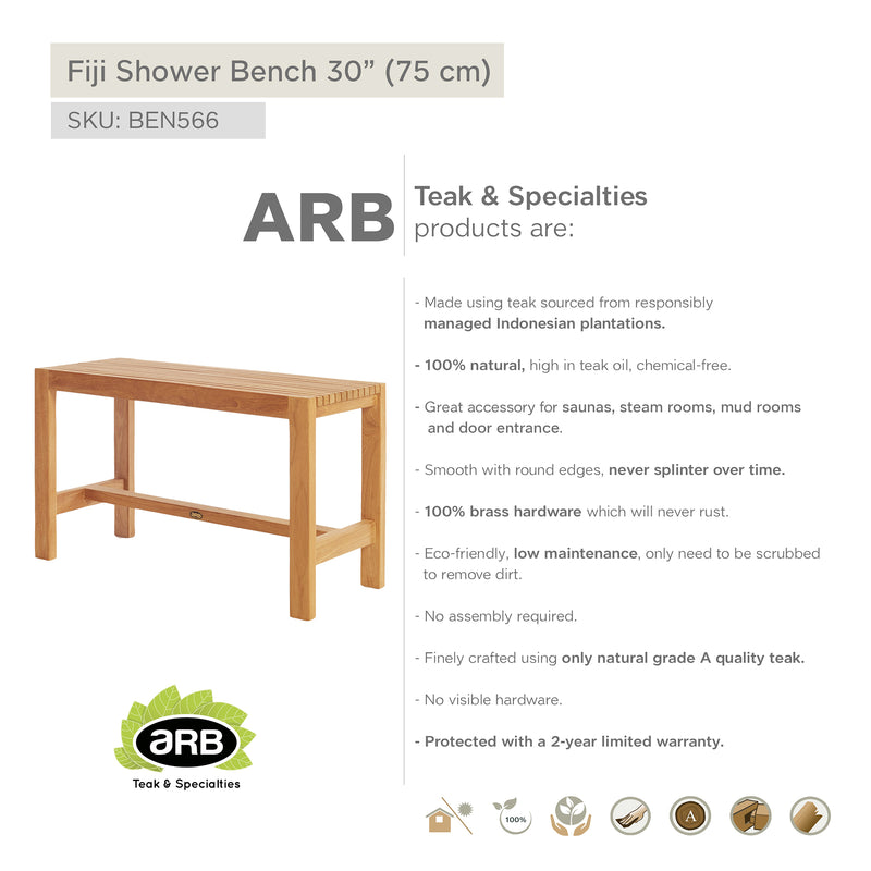 Banc de douche en teck Fiji 75 cm (30 po)