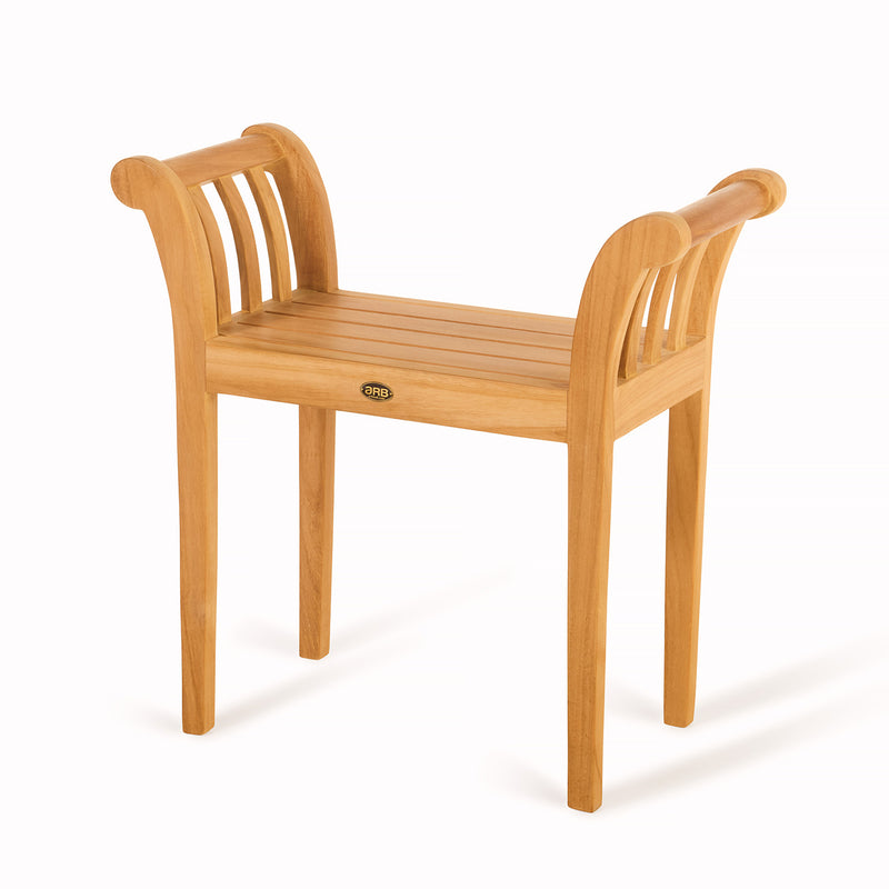 Banc-tabouret en teck Empire avec poignées