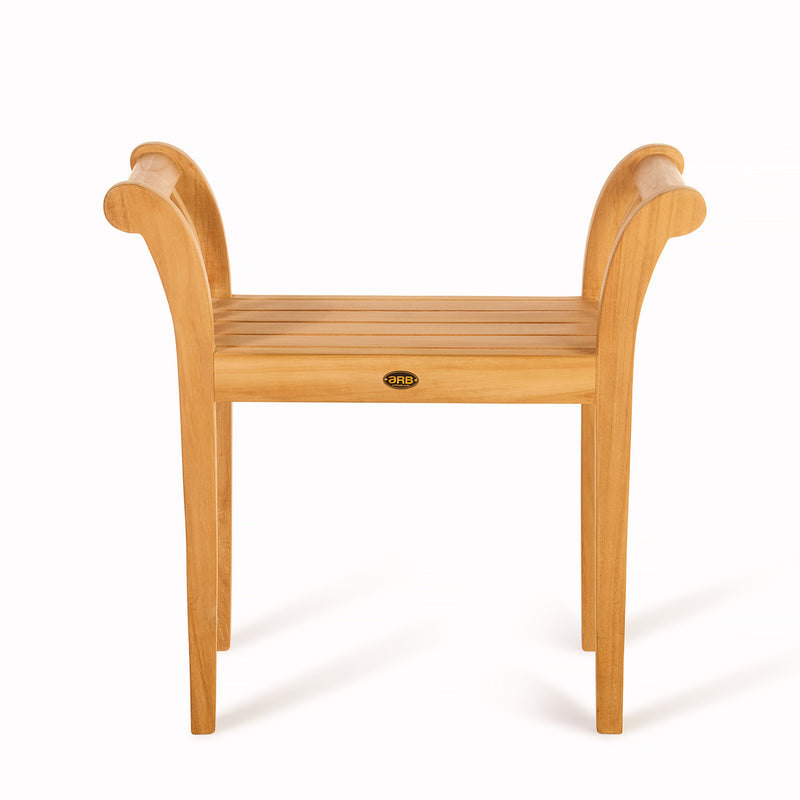 Banc-tabouret en teck Empire avec poignées