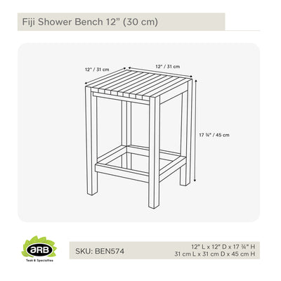 Banc de douche en teck Fiji 30cm (12 po)