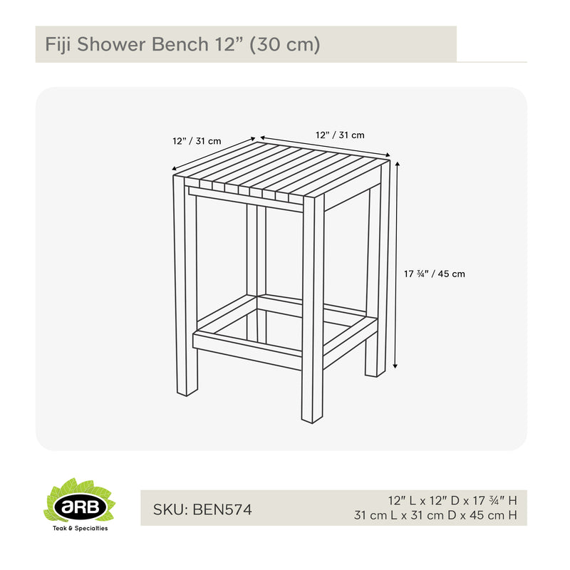 Banc de douche en teck Fiji 30cm (12 po)