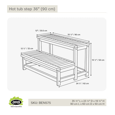 Marches pour spa en teck 36 po (90 cm)