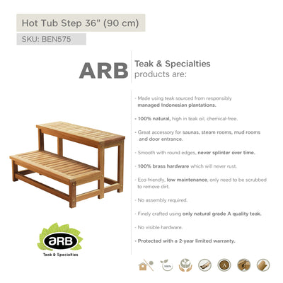 Marches pour spa en teck 36 po (90 cm)