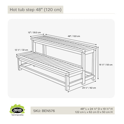 Marches pour spa en teck 120 cm (48 po)