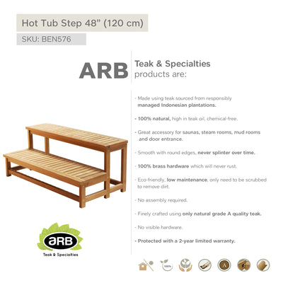 Marches pour spa en teck 120 cm (48 po)