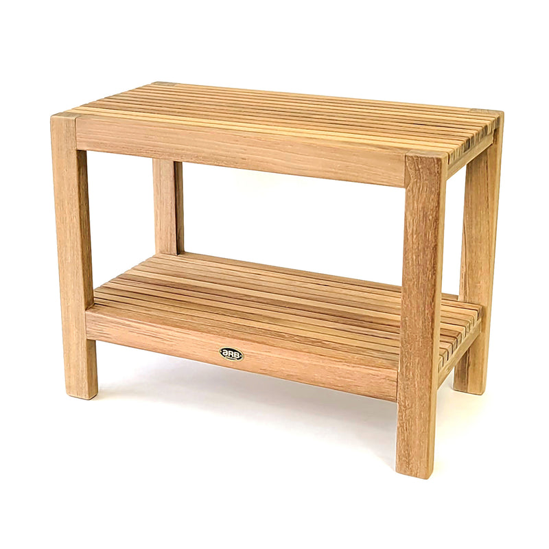 Banc de douche en teck Fiji 60 cm (24 po) avec tablette