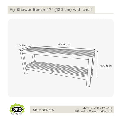 Banc de douche  en teck Fiji 120 cm (47 po) avec tablette