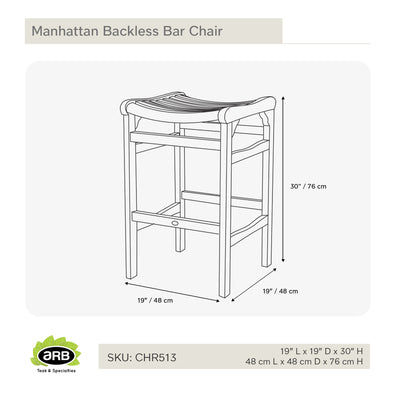 Tabouret de bar en teck Manhattan