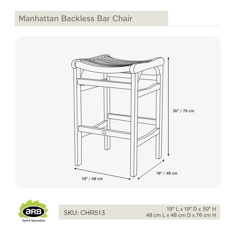 Tabouret de bar en teck Manhattan