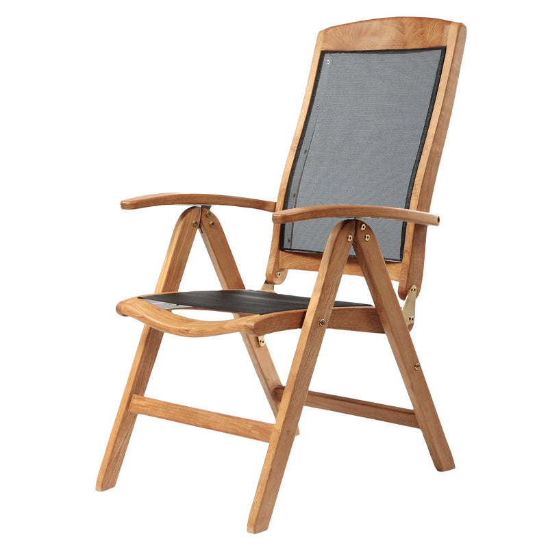 Chaise inclinable en teck et textilène Colorado