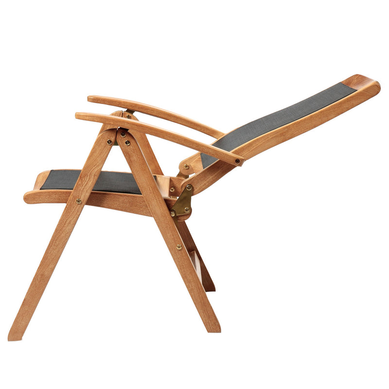 Chaise inclinable en teck et textilène Colorado