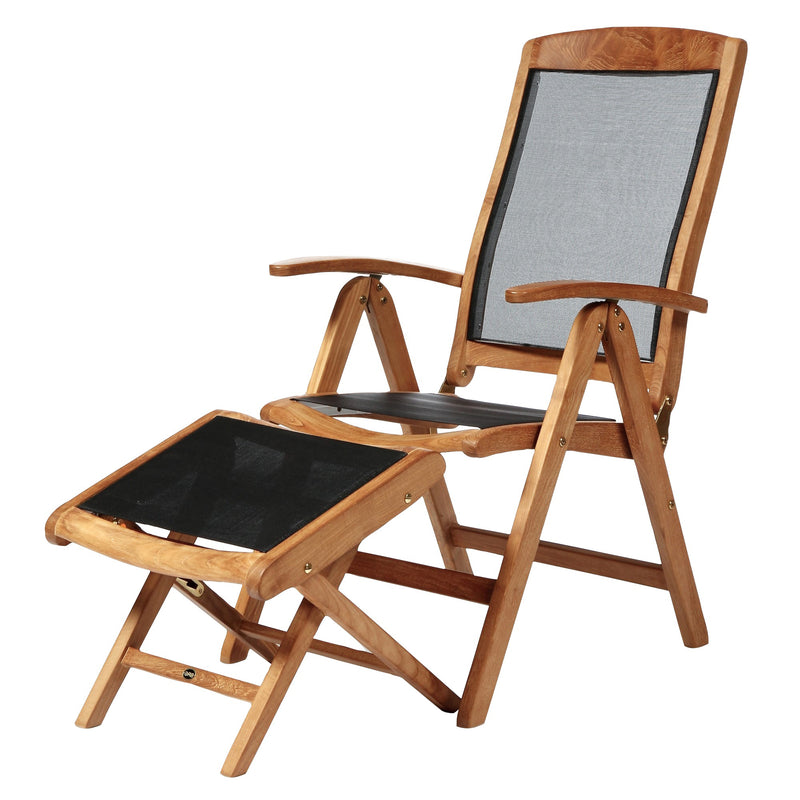Chaise inclinable en teck et textilène Colorado