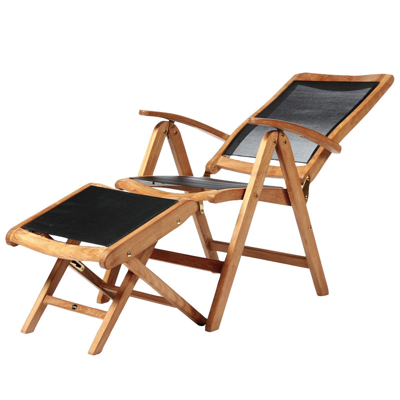 Chaise inclinable en teck et textilène Colorado