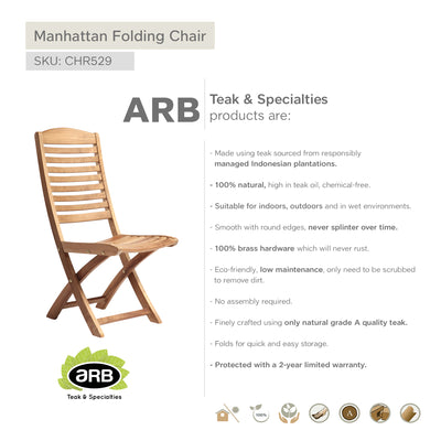 Chaise pliante en teck Manhattan