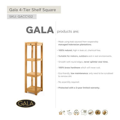 Teak 4-Tier Shelf Gala Square